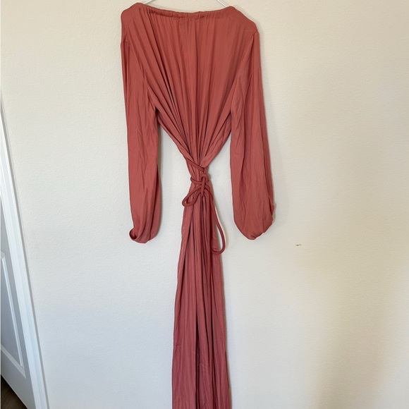 Andrea Iyamah Neema Robe Maxi Dress Dusty Apricot NWT - Picture 5 of 7